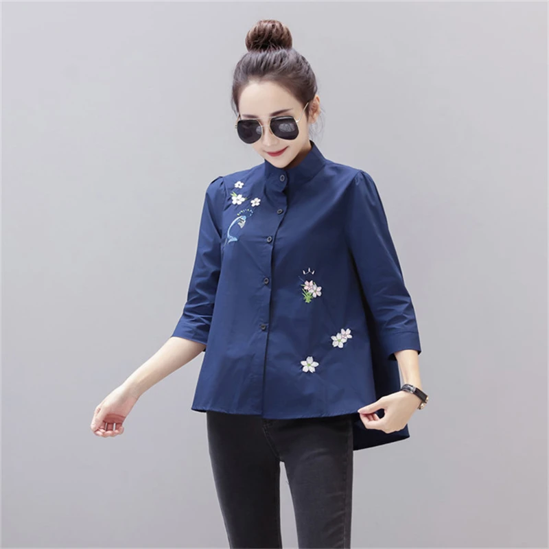 Women's Shirt Vintage 2020 New Fashion Spring and Autumn Chinese Embroidery Flower Irregular Lapel White Shirt Plus Size Shirts
Women's Shirt Vintage 2020 New Fashion Spring and Autumn Chinese Embroidery Flower Irregular Lapel White Shirt Plus Size Shirts