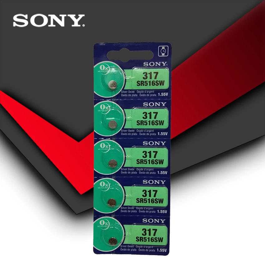 5 шт. Sony 100% оригинал 317 SR516SW SR516 1 55 V серебряные Оксидные кнопочные ячейки для монет