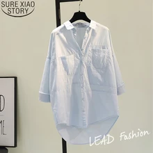 Long-sleeved Shirt Womens White Blouse Spring 2022 New Design Blouse Workwear Shirt Cotton casualRetro Cardigan 12616