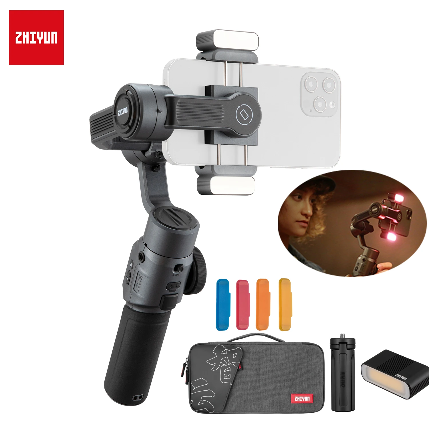 ZHIYUN Official Smooth 5 Gimbal Phone Handheld Stabilizer 3-Axis Smartphone Gimbals for iPhone 13 PRO/Samsung/Huawei/Xiaomi
ZHIYUN Official Smooth 5 Gimbal Phone Handheld Stabilizer 3-Axis Smartphone Gimbals for iPhone 13 PRO/Samsung/Huawei/Xiaomi