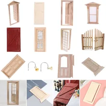 Kids Pretend Play Toy Furniture Toys 1:12 Doll House Furniture Simulation Miniatures DIY Wooden Door Furniture Accessories Decor