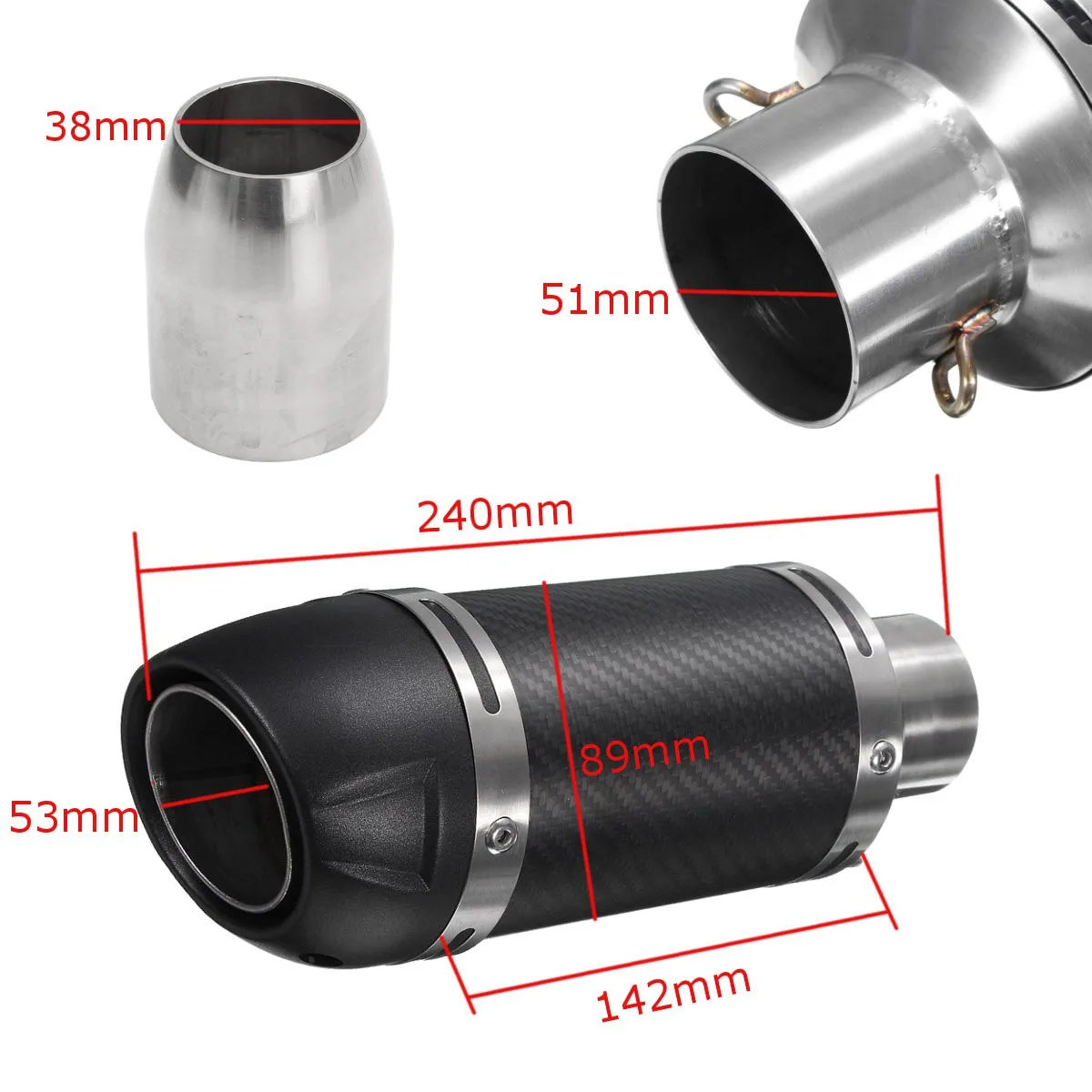 38-51mm Universal Motorcycle Escape Racing Exhaust Muffler Pipe w/ Silencer Carbon fiber For Honda CBR/Kwasaki ER6N/Yamaha
38-51mm Universal Motorcycle Escape Racing Exhaust Muffler Pipe w/ Silencer Carbon fiber For Honda CBR/Kwasaki ER6N/Yamaha