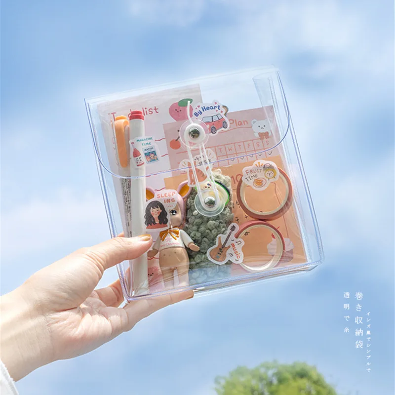Transparent Waterproof PVC Large Capacity Winding Line Diy Stick Cosmetic Sundries Storage Bag Stationery School Office Supplies
Transparent Waterproof PVC Large Capacity Winding Line Diy Stick Cosmetic Sundries Storage Bag Stationery School Office Supplies
