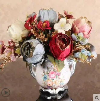 European Luxury Ceramic Vase+Artificial Peony Flower Bouquet Figurines American Livingroom Fake Flower Pot Crafts Decoration Art
European Luxury Ceramic Vase+Artificial Peony Flower Bouquet Figurines American Livingroom Fake Flower Pot Crafts Decoration Art