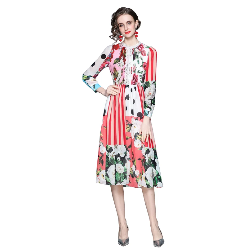 2021 Newest Fashion Runway Summer Midi Dress Women's Long Sleeve Lace Elegant Dot Rose Flower Print Vintage Girl Party Dress
2021 Newest Fashion Runway Summer Midi Dress Women's Long Sleeve Lace Elegant Dot Rose Flower Print Vintage Girl Party Dress