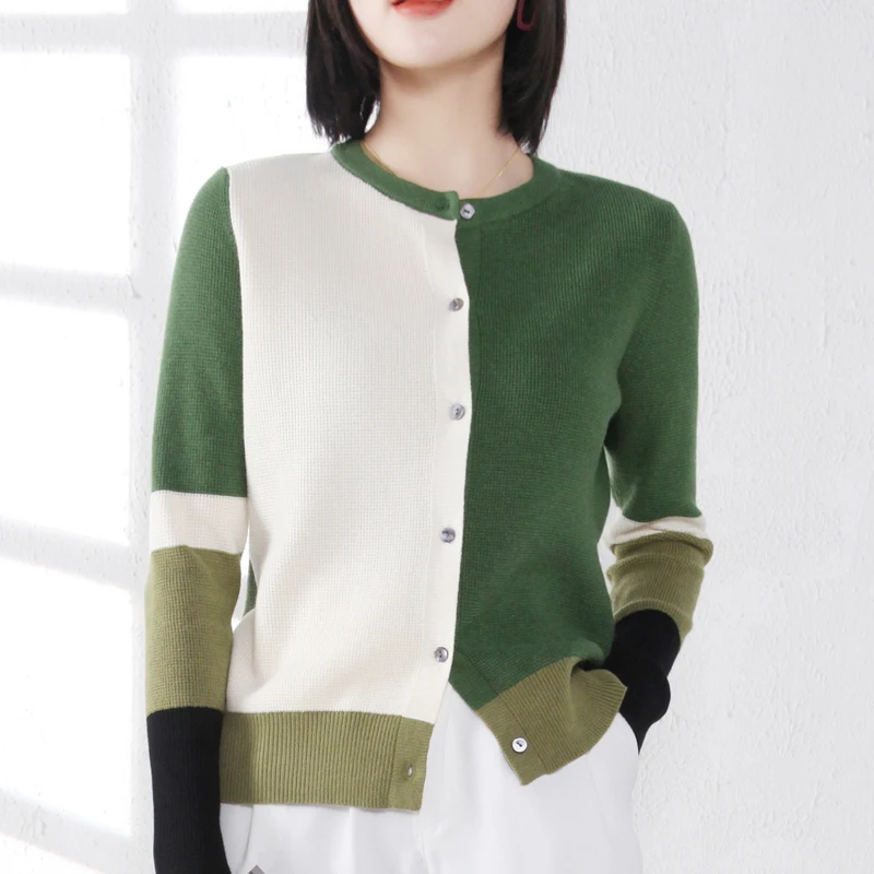 ZEHANGSEA ladies knitted contrast cardigan elegant fashion worsted knitted single-breasted small jacket color matching sweater
ZEHANGSEA ladies knitted contrast cardigan elegant fashion worsted knitted single-breasted small jacket color matching sweater