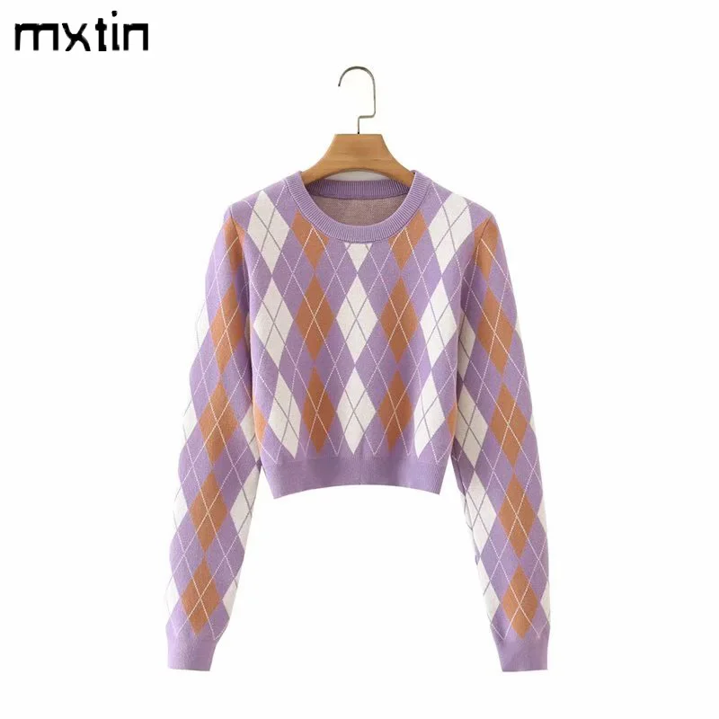 MXTIN 2021 Women Autumn Fashion Slim Plaid Cropped Pullover Sweater Vintage O-Neck Long Sleeve Female Casual Chic Tops Vestidos
MXTIN 2021 Women Autumn Fashion Slim Plaid Cropped Pullover Sweater Vintage O-Neck Long Sleeve Female Casual Chic Tops Vestidos
