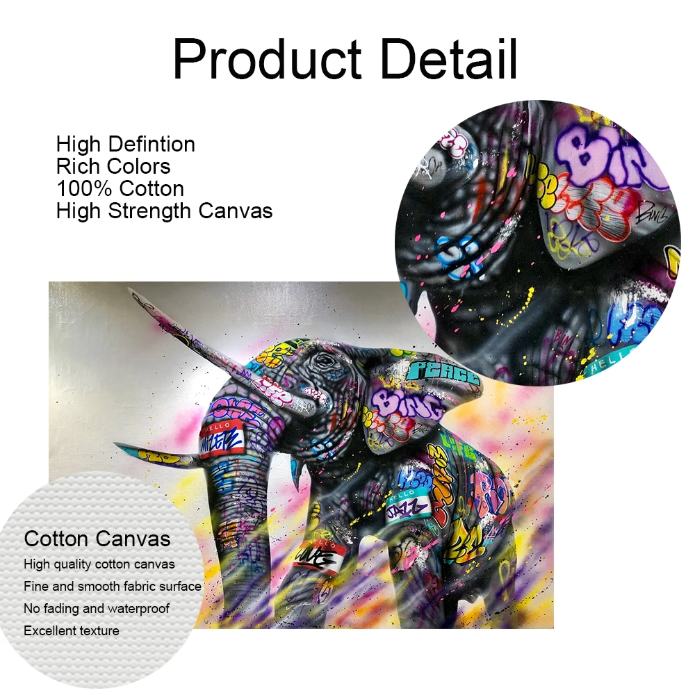 Graffiti Art Color Elephant Poster and Prints Graffiti Canvas Painting Wall Pictures for Living Room Cuadros Home Decoration
Graffiti Art Color Elephant Poster and Prints Graffiti Canvas Painting Wall Pictures for Living Room Cuadros Home Decoration