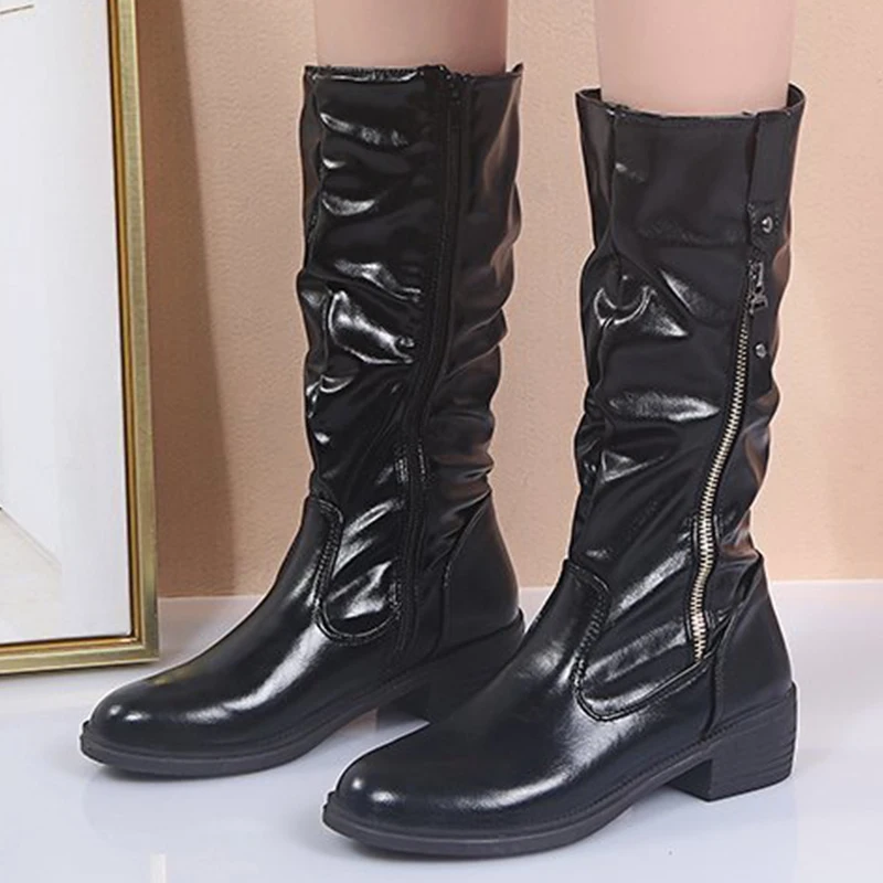 Autumn Winter Boots Women Black Mid-Calf Boots For Women Fashion Leather Women Shoes Side Zipper Ladies Boots Female Botas Mujer
Autumn Winter Boots Women Black Mid-Calf Boots For Women Fashion Leather Women Shoes Side Zipper Ladies Boots Female Botas Mujer