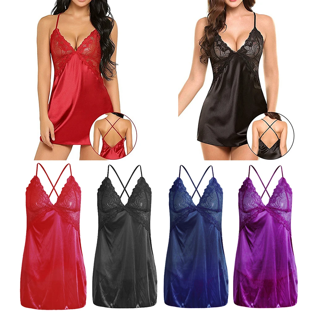 Women's Babydoll Lingerie Erotic Nightdress Satin Silk Sleepwear T-back Set
Women's Babydoll Lingerie Erotic Nightdress Satin Silk Sleepwear T-back Set