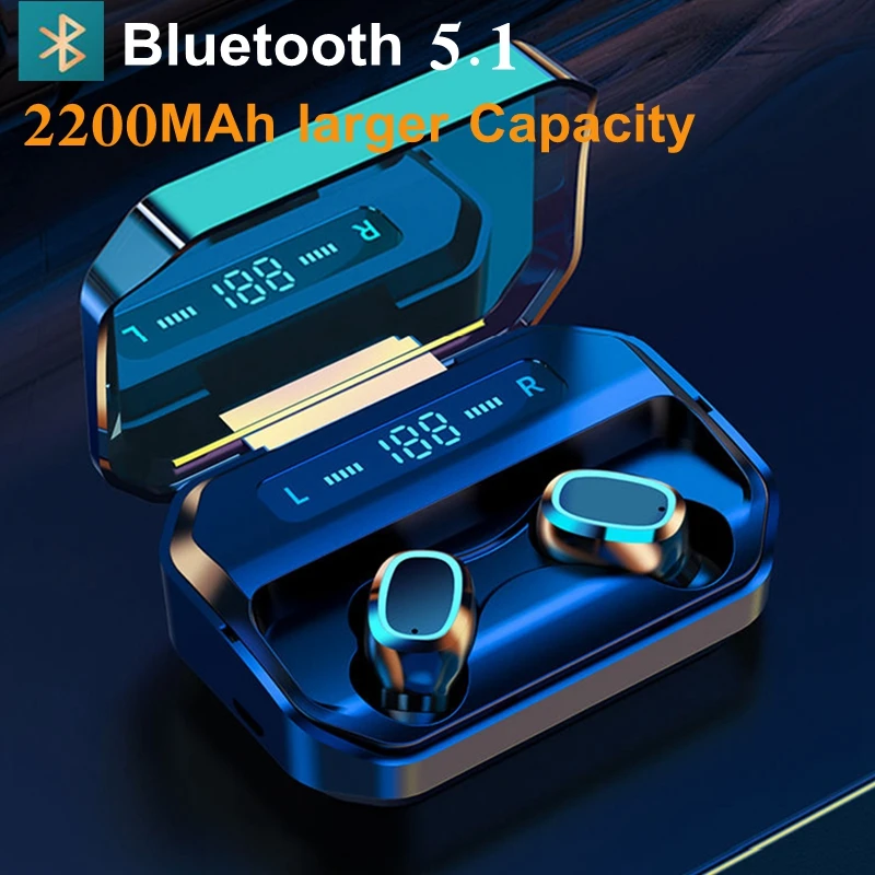 TWS Bluetooth 5.1 Earphones 2200mAh Charging Box Wireless Headphone 9D Stereo Sports Waterproof Earbuds Headsets With Microphone
TWS Bluetooth 5.1 Earphones 2200mAh Charging Box Wireless Headphone 9D Stereo Sports Waterproof Earbuds Headsets With Microphone