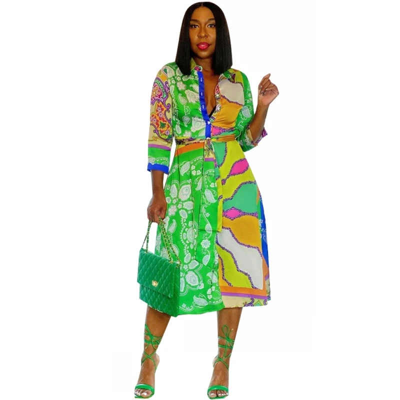 Fashion Flower Print A-Line Dress Casual Cute Women Blouses Shirts Dresses 3/4 Sleeve Plus Size Vestidos 2021 Spring Autumn
Fashion Flower Print A-Line Dress Casual Cute Women Blouses Shirts Dresses 3/4 Sleeve Plus Size Vestidos 2021 Spring Autumn