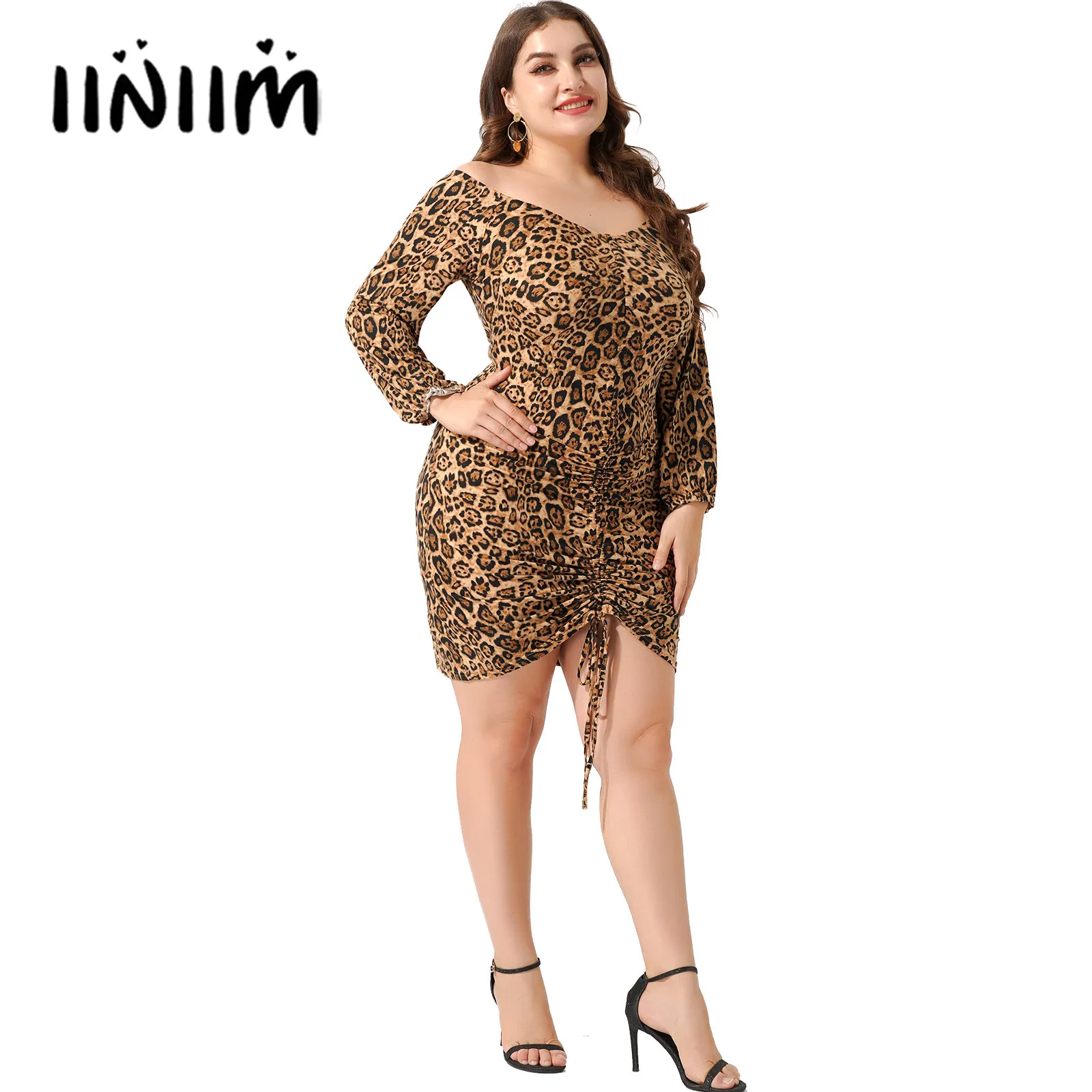 Womens One Piece Plus Size Clothing Fashion Dress Long Sleeve V Neckline Elastic Straps Slim Fit Leopard Print Dress
Womens One Piece Plus Size Clothing Fashion Dress Long Sleeve V Neckline Elastic Straps Slim Fit Leopard Print Dress