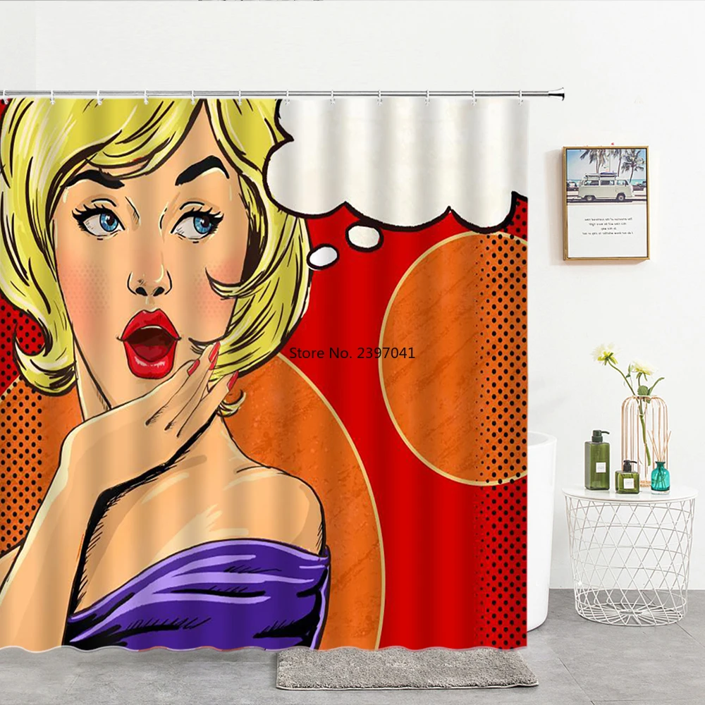 High Quality comic-pop-art Girl Bath Curtain Waterproof Shower Curtains Cartoons Woman Bath Screen Printed Bathroom Curtain
High Quality comic-pop-art Girl Bath Curtain Waterproof Shower Curtains Cartoons Woman Bath Screen Printed Bathroom Curtain