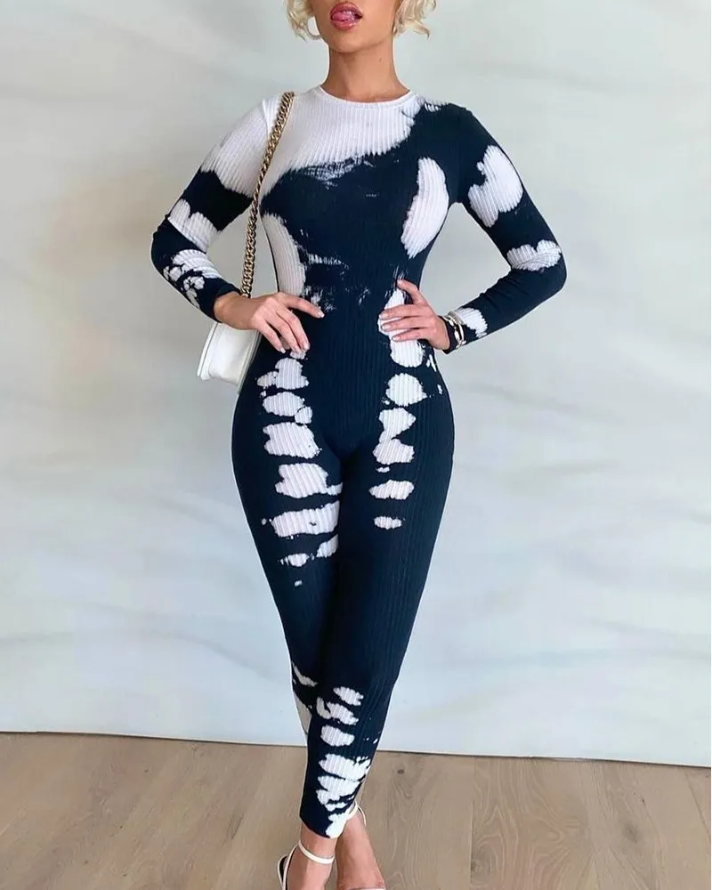 2021 Women's New Fashion Tie-Dye Printed Round Neck Long Sleeve Slim Jumpsuit Ladies Spring and Autumn Sexy Bodysuit
2021 Women's New Fashion Tie-Dye Printed Round Neck Long Sleeve Slim Jumpsuit Ladies Spring and Autumn Sexy Bodysuit