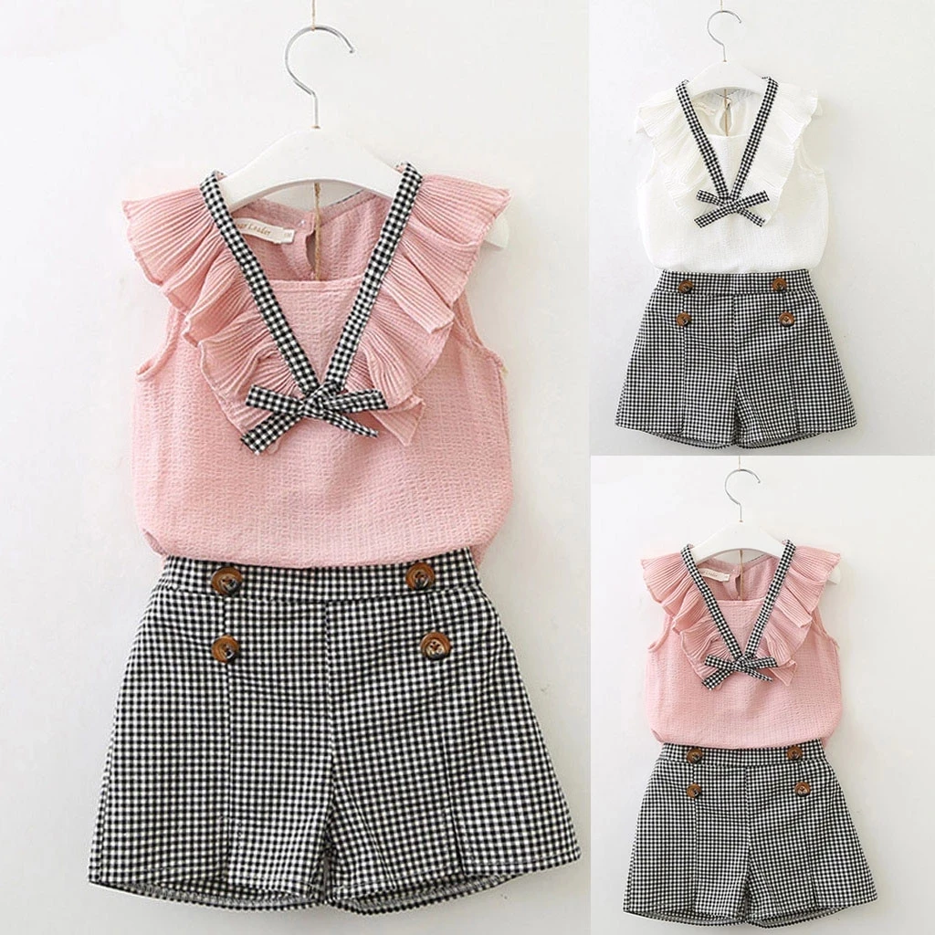 Toddler Girls Outfit Summer Baby Bowknot Vest Tops +Plaid Shorts Pants Children Beautiful Girls Clothes Sets
Toddler Girls Outfit Summer Baby Bowknot Vest Tops +Plaid Shorts Pants Children Beautiful Girls Clothes Sets