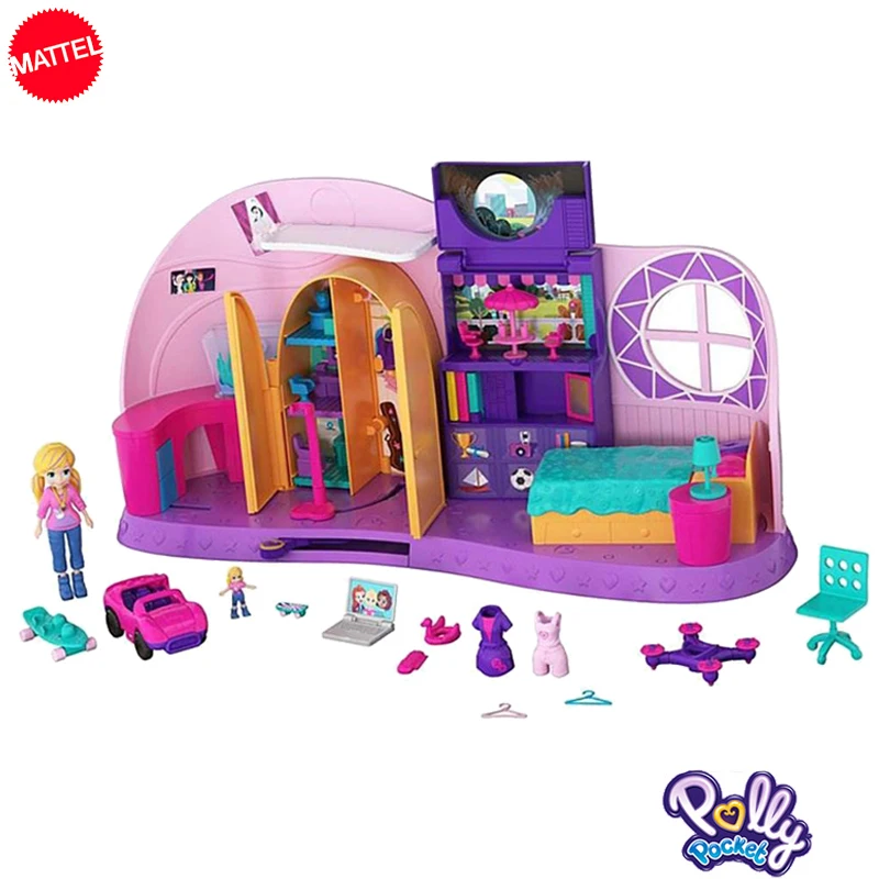 Оригинальный Mattel Polly Pocket transformation Eight Treasure Box семейный дом куклы мини сцена коробка