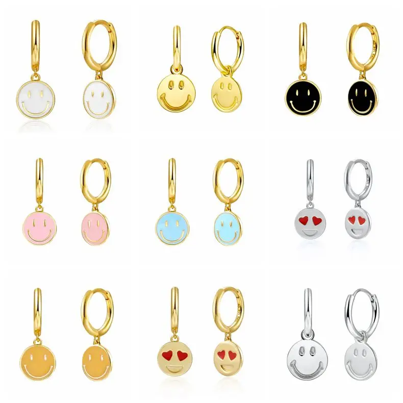 YUXINTOME 925 Silver Ear Buckle Cute Smiley Pendant Hoop Earring Five Colorful Enamel Cartoons Earrings Luxury Fashion Jewelry 
YUXINTOME 925 Silver Ear Buckle Cute Smiley Pendant Hoop Earring Five Colorful Enamel Cartoons Earrings Luxury Fashion Jewelry