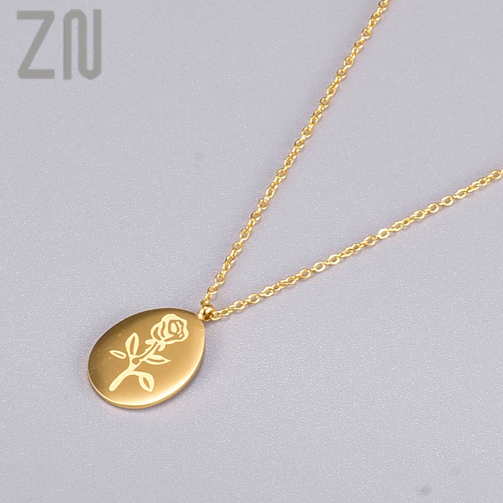 ZN Trendy Creative Titanium Steel Clavicle Chain Gold Plated Rose Pattern Irregular Pendant Necklaces Fashion Jewelry Gifts
ZN Trendy Creative Titanium Steel Clavicle Chain Gold Plated Rose Pattern Irregular Pendant Necklaces Fashion Jewelry Gifts
