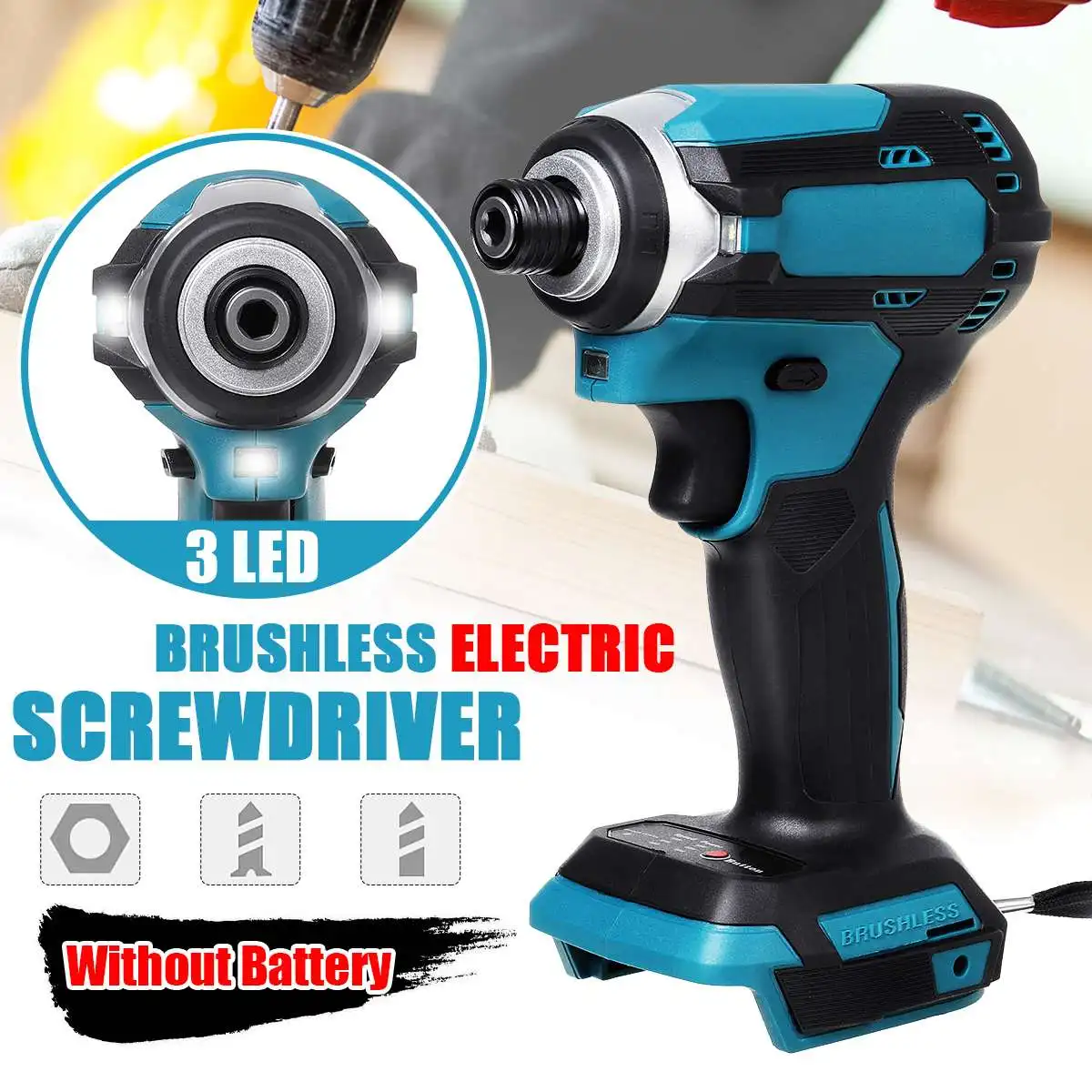 18V Cordless Electric Screwdriver Speed Brushless Impact Wrench Rechargable Drill Driver+ 3 LED Light For Makita Battery
18V Cordless Electric Screwdriver Speed Brushless Impact Wrench Rechargable Drill Driver+ 3 LED Light For Makita Battery