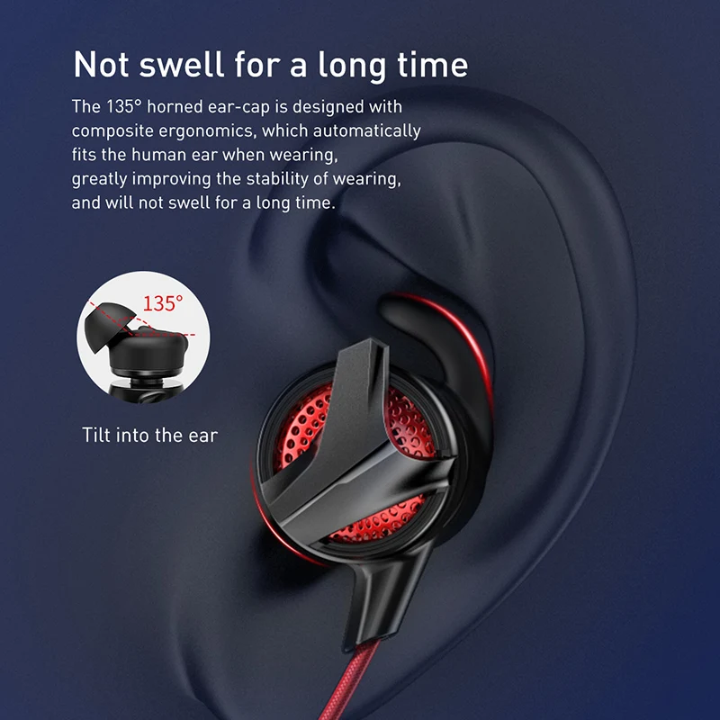 Baseus In-Ear Наушники 3 5 мм Jack Type C Проводная гарнитура для PUBG Gamer Игровые наушники Hi-Fi с
