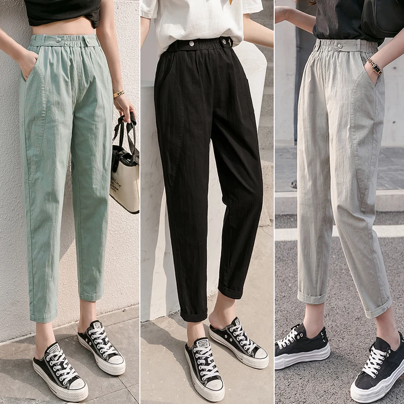 2021 New Spring And Autumn Thin Pants Women'S Capris Cotton Hemp Casual Pants Show Thin Feet Harem Pants
2021 New Spring And Autumn Thin Pants Women'S Capris Cotton Hemp Casual Pants Show Thin Feet Harem Pants