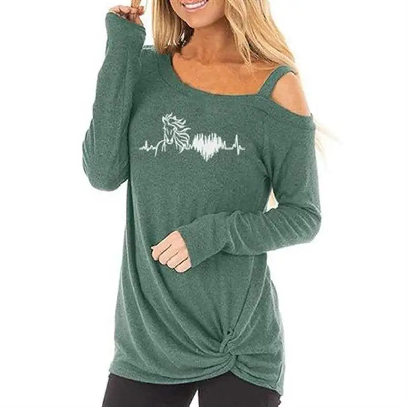 Horse Letters Print New Fashion T-Shirt For Women Long Sleeve Oblique Shoulder T-Shirt Women Top Female Funny Off The Tops
Horse Letters Print New Fashion T-Shirt For Women Long Sleeve Oblique Shoulder T-Shirt Women Top Female Funny Off The Tops