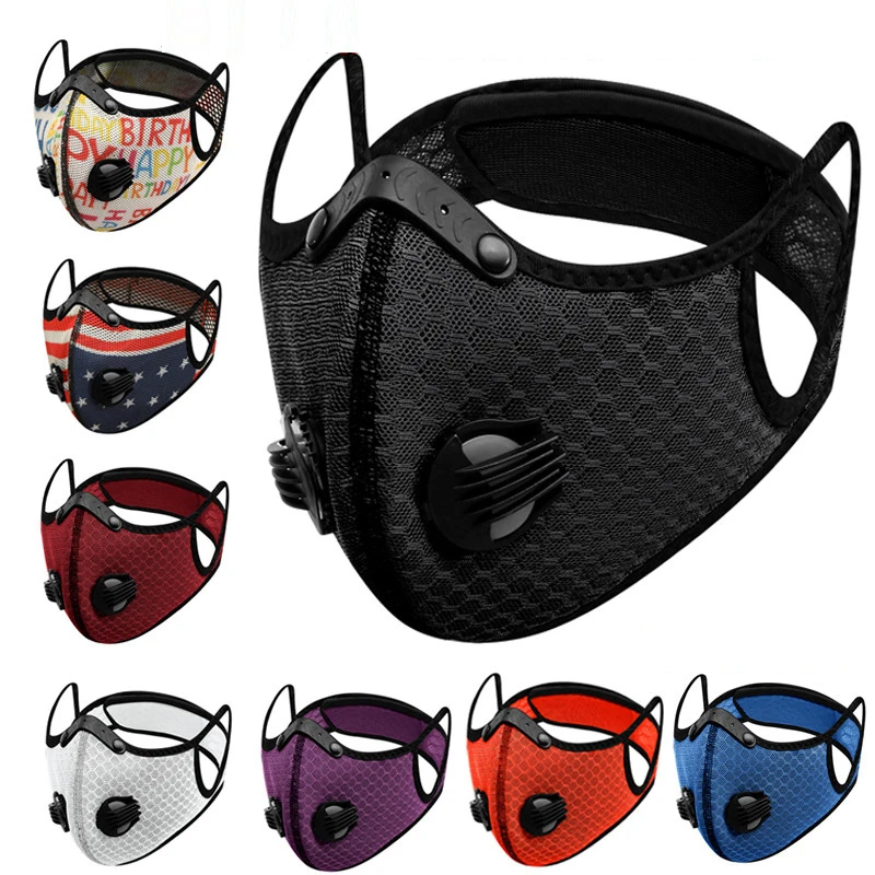 

Breathable Mesh With Filter Face Mask Outdoor Cycling Sports Running Mask Activated Carbon PM2.5 Anti-pollution Dust Virus Mask