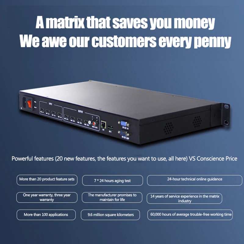 4K network HD mixed matrix switcher HDMI digital matrix 4 in 4 out video decoder Power failure protection is suitable for splici
4K network HD mixed matrix switcher HDMI digital matrix 4 in 4 out video decoder Power failure protection is suitable for splici
