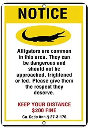 Warning Sign Notice Alligators Common Area Keep Distance Notice Sign… Road Sign Business Sign Aluminum Metal Tin Sign
Warning Sign Notice Alligators Common Area Keep Distance Notice Sign… Road Sign Business Sign Aluminum Metal Tin Sign