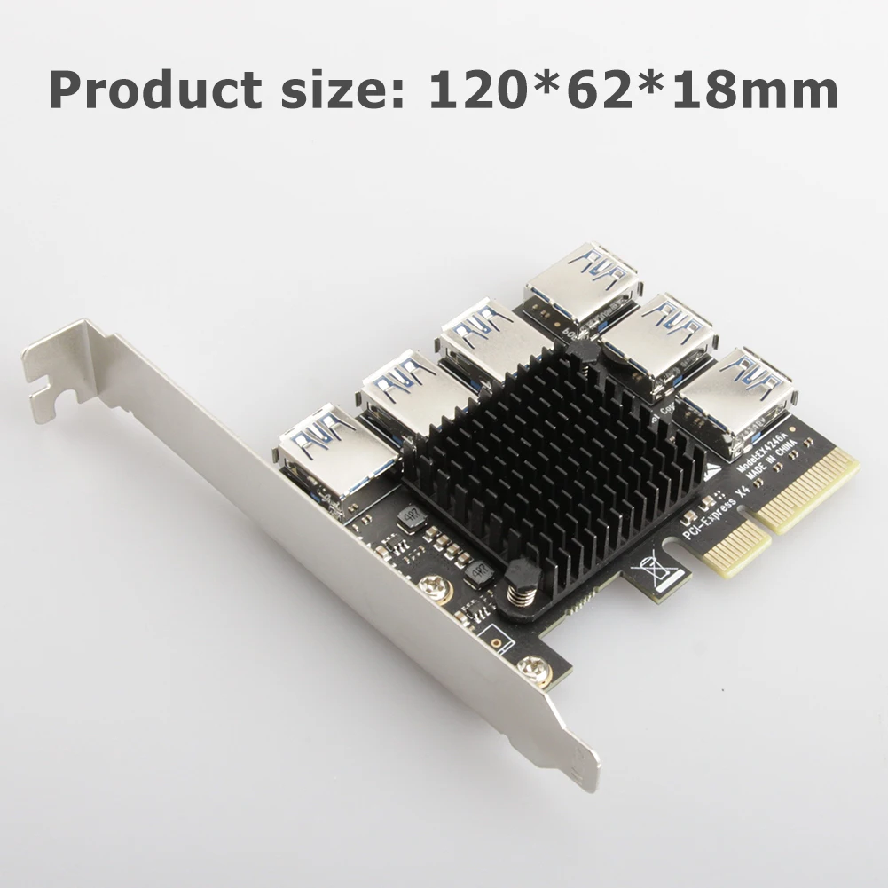 PCI-E Express Riser Card 4X 1 to 6 USB 3.0 Port for BTC Mining Miner PCI Express Multiplier Card Computer Expansion Card Adapter
PCI-E Express Riser Card 4X 1 to 6 USB 3.0 Port for BTC Mining Miner PCI Express Multiplier Card Computer Expansion Card Adapter