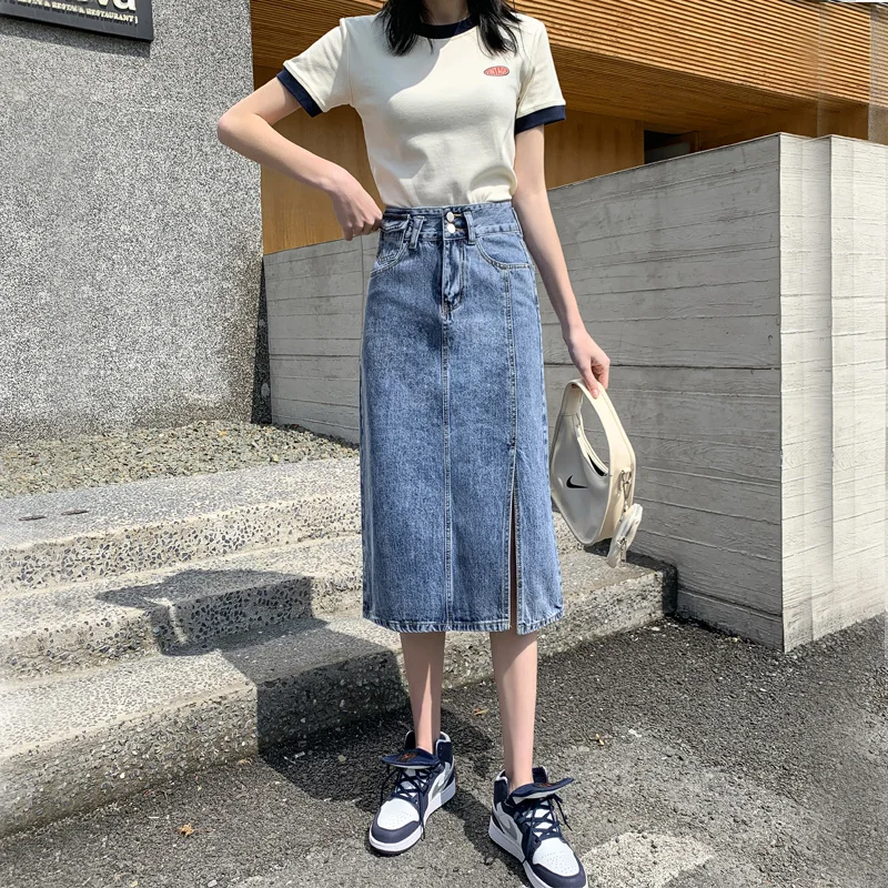 Denim Skirt Tall Long 2021 Spring and Summer Korean Style High Waist Slit Mid-Length Slimming and Straight Hip Skirt
Denim Skirt Tall Long 2021 Spring and Summer Korean Style High Waist Slit Mid-Length Slimming and Straight Hip Skirt