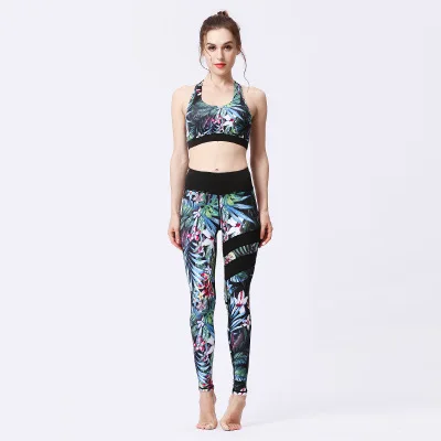 2-piece yoga wear gym leggings sports women's fitness sportswear floral high waist quick-drying jogging tight-fitting breathable 
2-piece yoga wear gym leggings sports women's fitness sportswear floral high waist quick-drying jogging tight-fitting breathable