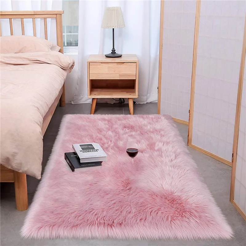 

Rectangle Sheepskin Rugs Deluxe Soft Fuzzy Faux Fur Area Rug Fluffy Shaggy Modern Throw Carpet Floor Mat for Living Room Bedroom