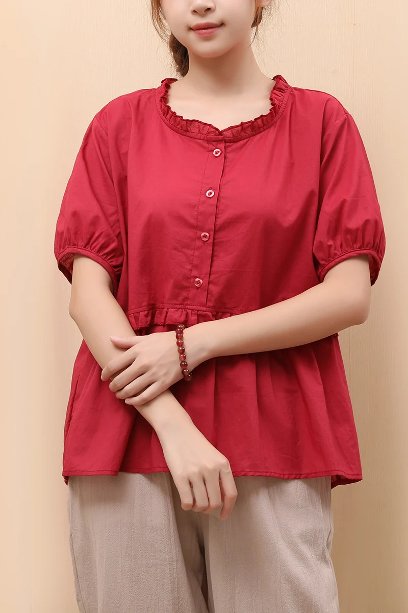 Summer O-neck Loose Artistic T-shirt Women Cotton And Linen Casual Patchwork Tops Female Vintage Green Shirts Ladies
Summer O-neck Loose Artistic T-shirt Women Cotton And Linen Casual Patchwork Tops Female Vintage Green Shirts Ladies