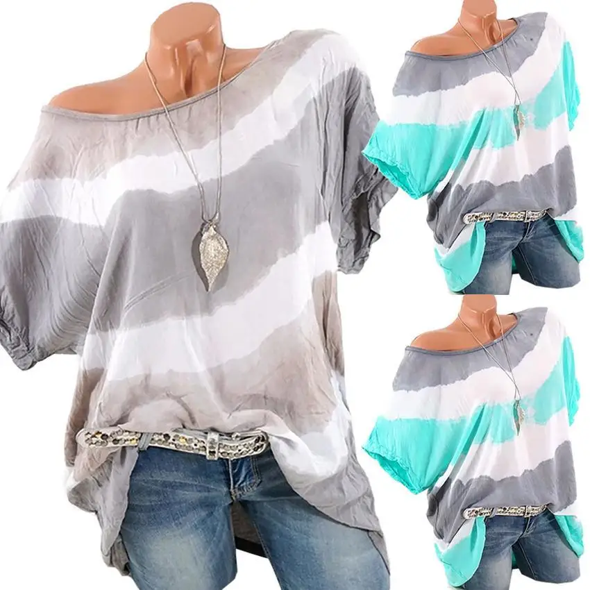Summer Short Sleeve Blouses Plus Size Women Pullover Tops Off Shoulder Casual T Shirt
Summer Short Sleeve Blouses Plus Size Women Pullover Tops Off Shoulder Casual T Shirt