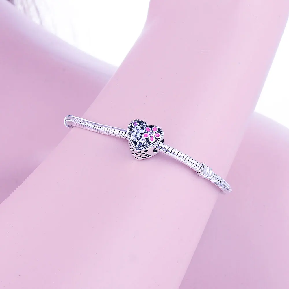925 Sterling Silver Flower Heart Beads Charms With Mix CZ Enamel Fits Original pandora Charms Bracelet Jewelry Making 2020 DIY
925 Sterling Silver Flower Heart Beads Charms With Mix CZ Enamel Fits Original pandora Charms Bracelet Jewelry Making 2020 DIY