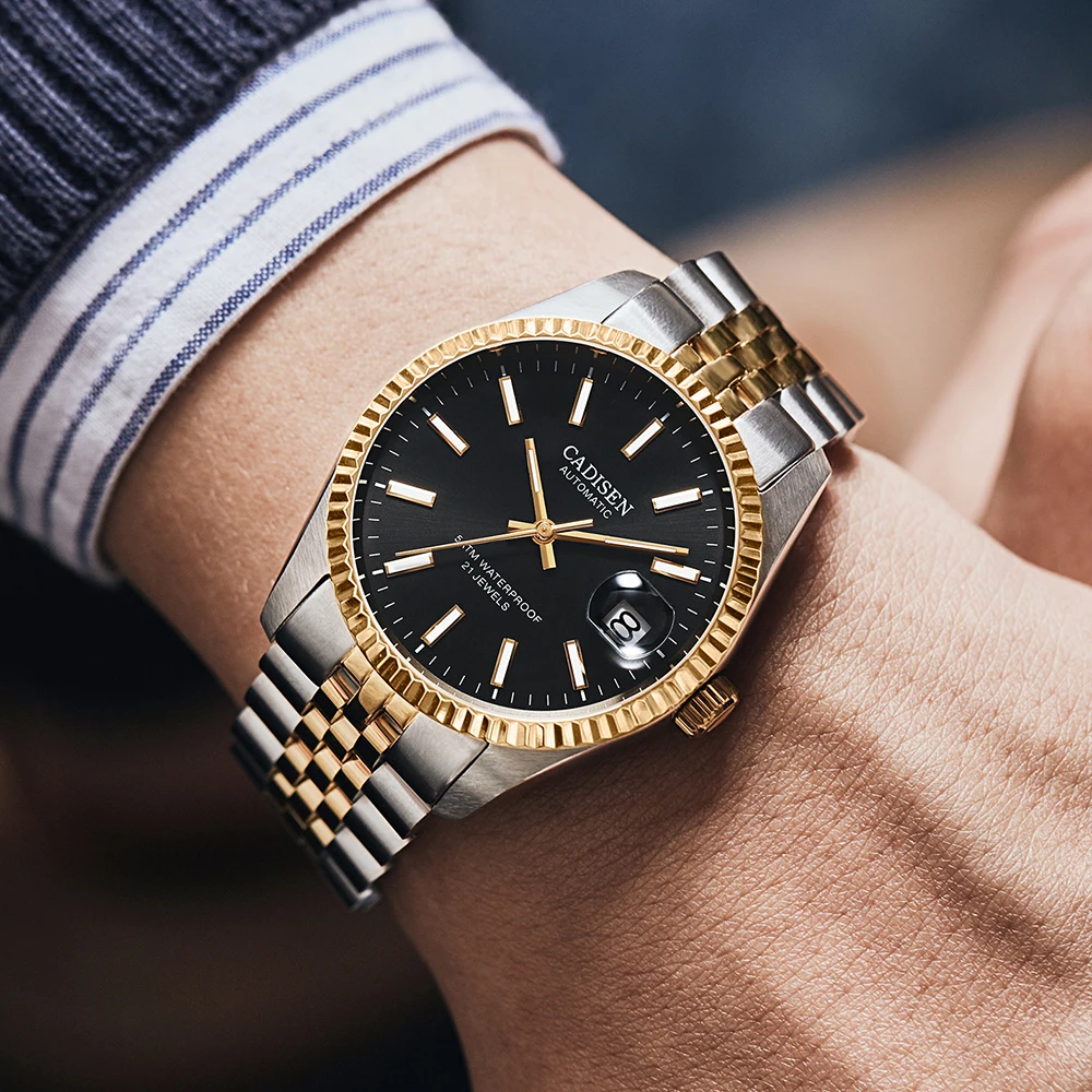 CADISEN Mens Automatic Mechanical Watch Men Luxury Brand Sapphire 50M Waterproof Datejust Full Stainless Steel Male Wrist Watch
CADISEN Mens Automatic Mechanical Watch Men Luxury Brand Sapphire 50M Waterproof Datejust Full Stainless Steel Male Wrist Watch