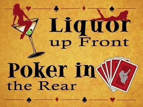Metal Tin Logo Liquor Up Front Poker In The Rear Bar Bistro Retro Corridor Wall Decoration Metal Plate 8x12 or 12x16 Inches
Metal Tin Logo Liquor Up Front Poker In The Rear Bar Bistro Retro Corridor Wall Decoration Metal Plate 8x12 or 12x16 Inches