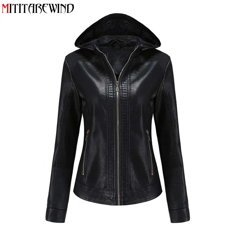 2021 New Autumn Winter PU Leather Jacket Women Hooded Detachable Faux Leather Coat Femme Velvet Warm Motorcycle Jacket Female
2021 New Autumn Winter PU Leather Jacket Women Hooded Detachable Faux Leather Coat Femme Velvet Warm Motorcycle Jacket Female