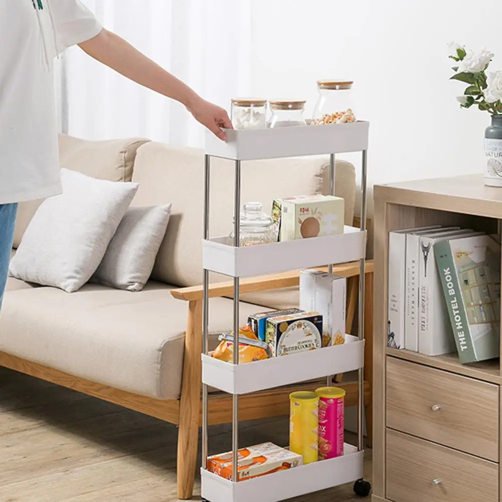 3/4 Layer Kitchen Storage Rack Cart Bathroom Movable Shelf With Wheel Room Gap Slim Holder Assemble Plastic Slide Organizer
3/4 Layer Kitchen Storage Rack Cart Bathroom Movable Shelf With Wheel Room Gap Slim Holder Assemble Plastic Slide Organizer