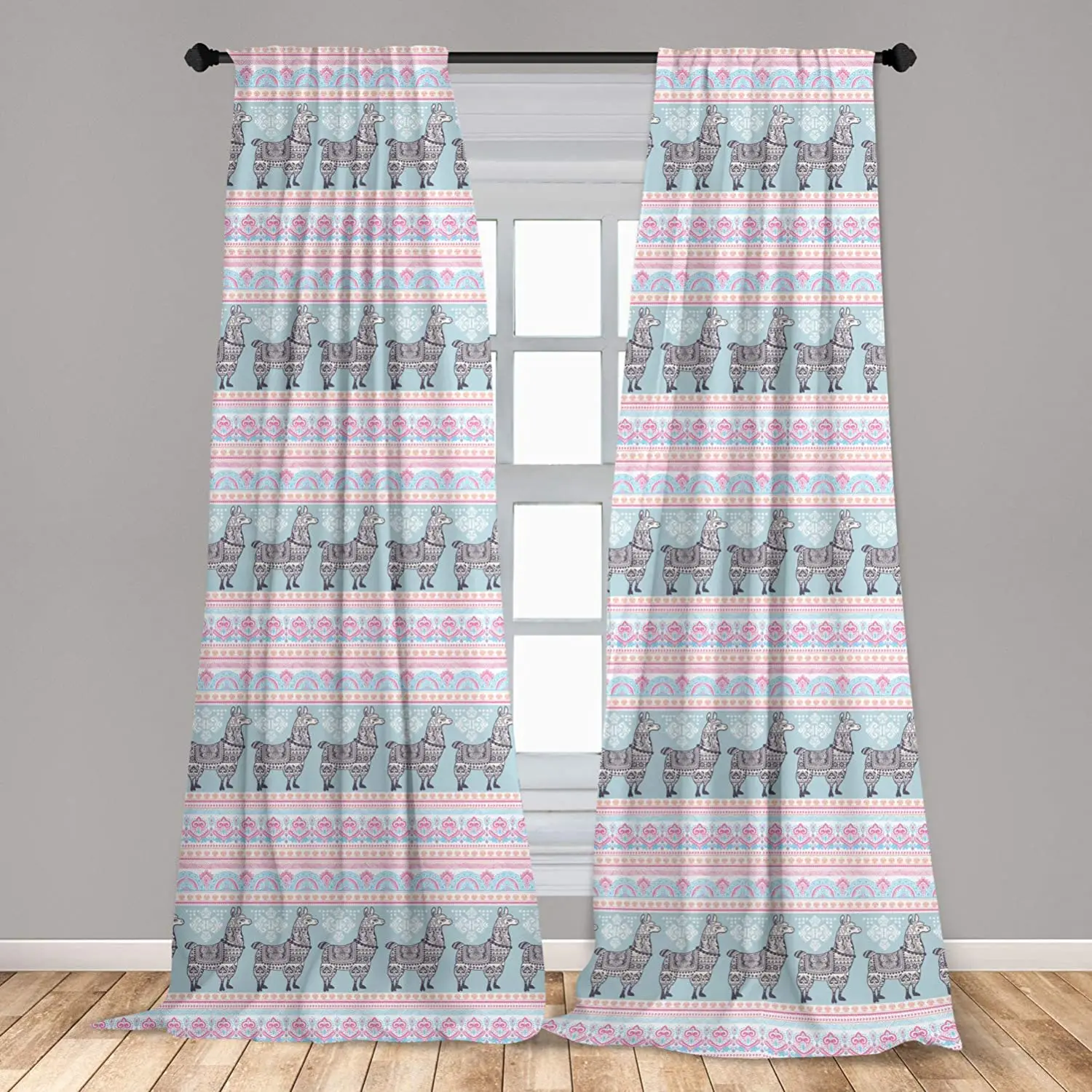 Llama Curtain for Kids Room Horizontal Borders withed Alpaca Animal and Folkloric Ornaments Lightweight Window Drapes
Llama Curtain for Kids Room Horizontal Borders withed Alpaca Animal and Folkloric Ornaments Lightweight Window Drapes
