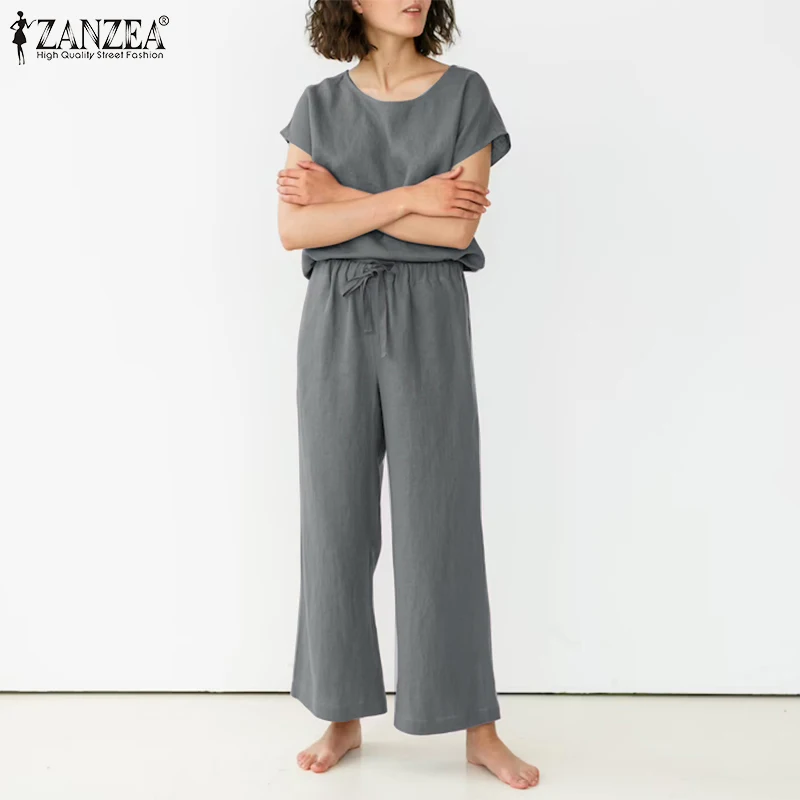 ZANZEA 2PCS Short Sleeve Suits Women's Sets Stylish Solid Wide Leg Pant Sets Casual Loose Matching Sets 2022 Summer Tracksuit
ZANZEA 2PCS Short Sleeve Suits Women's Sets Stylish Solid Wide Leg Pant Sets Casual Loose Matching Sets 2022 Summer Tracksuit