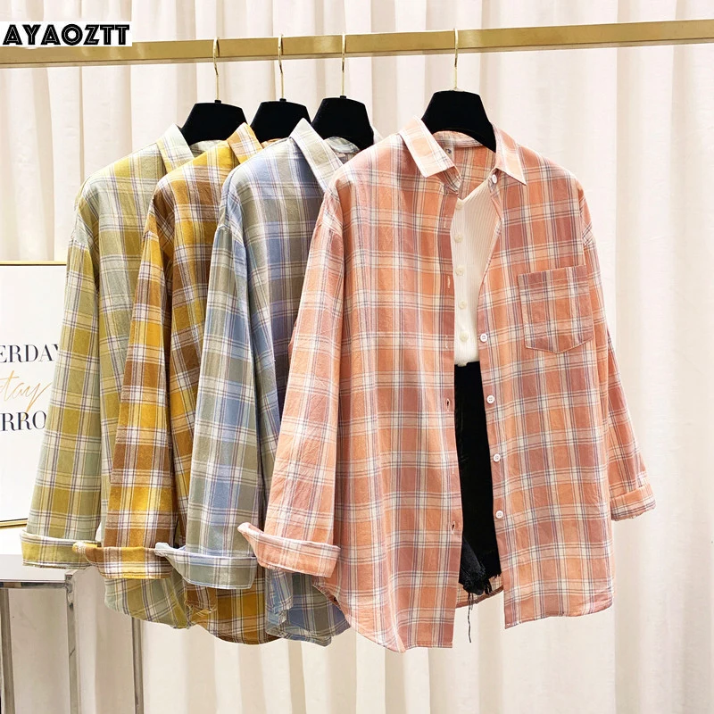 Клетчатые рубашки, женские блузки и топы, летние, 100% хлопок, с длинным рукавом, тонкая, в клетку, Солнцезащитная одежда, свобо
Клетчатые рубашки, женские блузки и топы, летние, 100% хлопок, с длинным рукавом, тонкая, в клетку, Солнцезащитная одежда, свобо