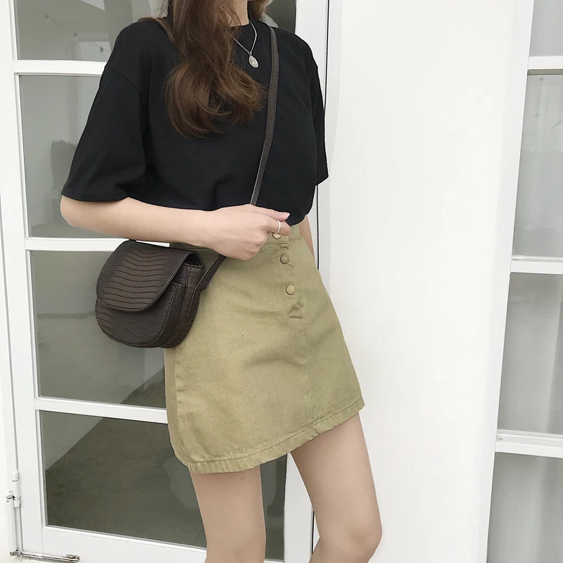 Skirts Women Korean Style Solid Simple Leisure A-line Mini Skirt Womens High Waist New Trendy Students Kawaii Casual Slim Chic 
Skirts Women Korean Style Solid Simple Leisure A-line Mini Skirt Womens High Waist New Trendy Students Kawaii Casual Slim Chic