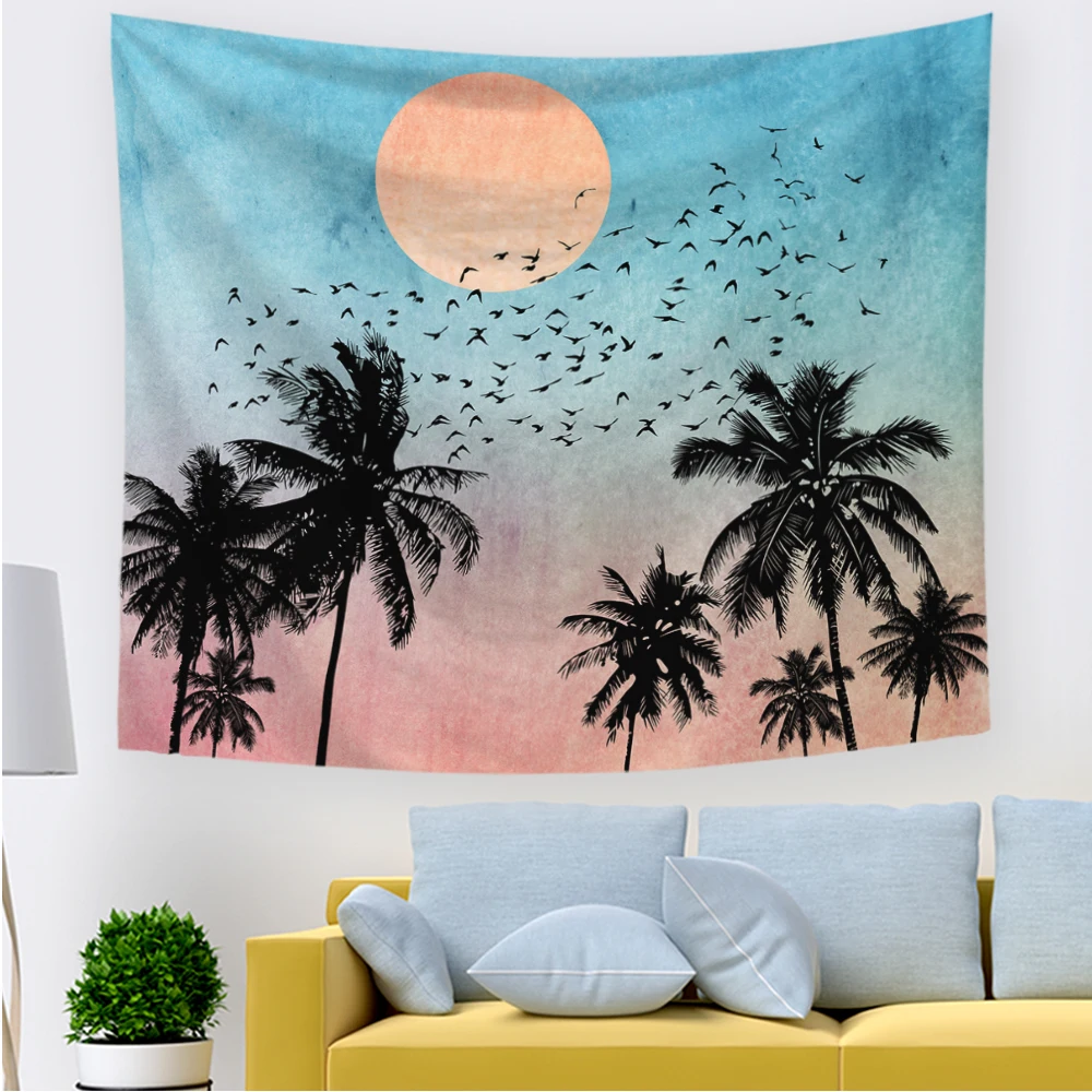 

Hawkalice Wall Tapestry Sunset Birds Flying Tapestry Watercolor Hippie Nature Landscape Tapestry Wall Hanging For Bedroom Decor