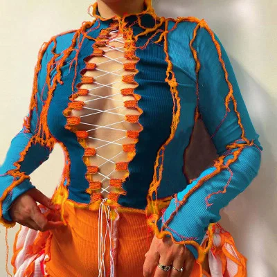 2020 new arrival Lace Up Patchwork T shirt Women Long Sleeve Crop Top Winter Fall Clothes Streetwear Sexy Club Festival
2020 new arrival Lace Up Patchwork T shirt Women Long Sleeve Crop Top Winter Fall Clothes Streetwear Sexy Club Festival
