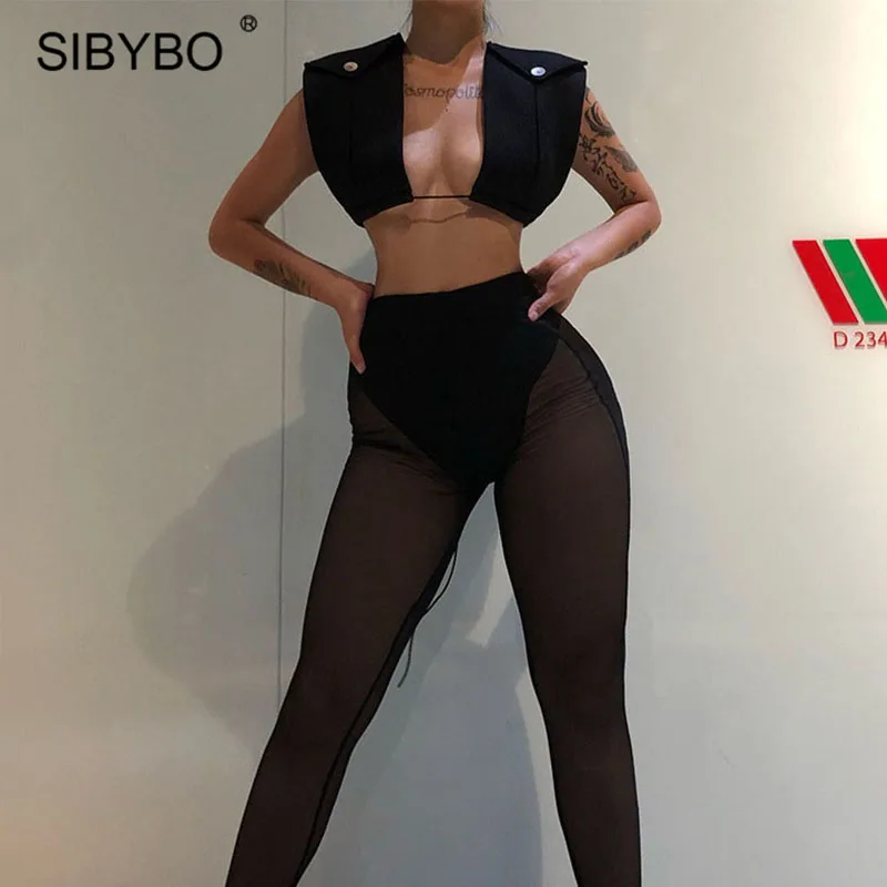 Sibybo See Through Sexy Two Piece Set Women Club Party Outfits Fashion Sleeveless Corset Top And Mesh Pants Black Matching Sets
Sibybo See Through Sexy Two Piece Set Women Club Party Outfits Fashion Sleeveless Corset Top And Mesh Pants Black Matching Sets
