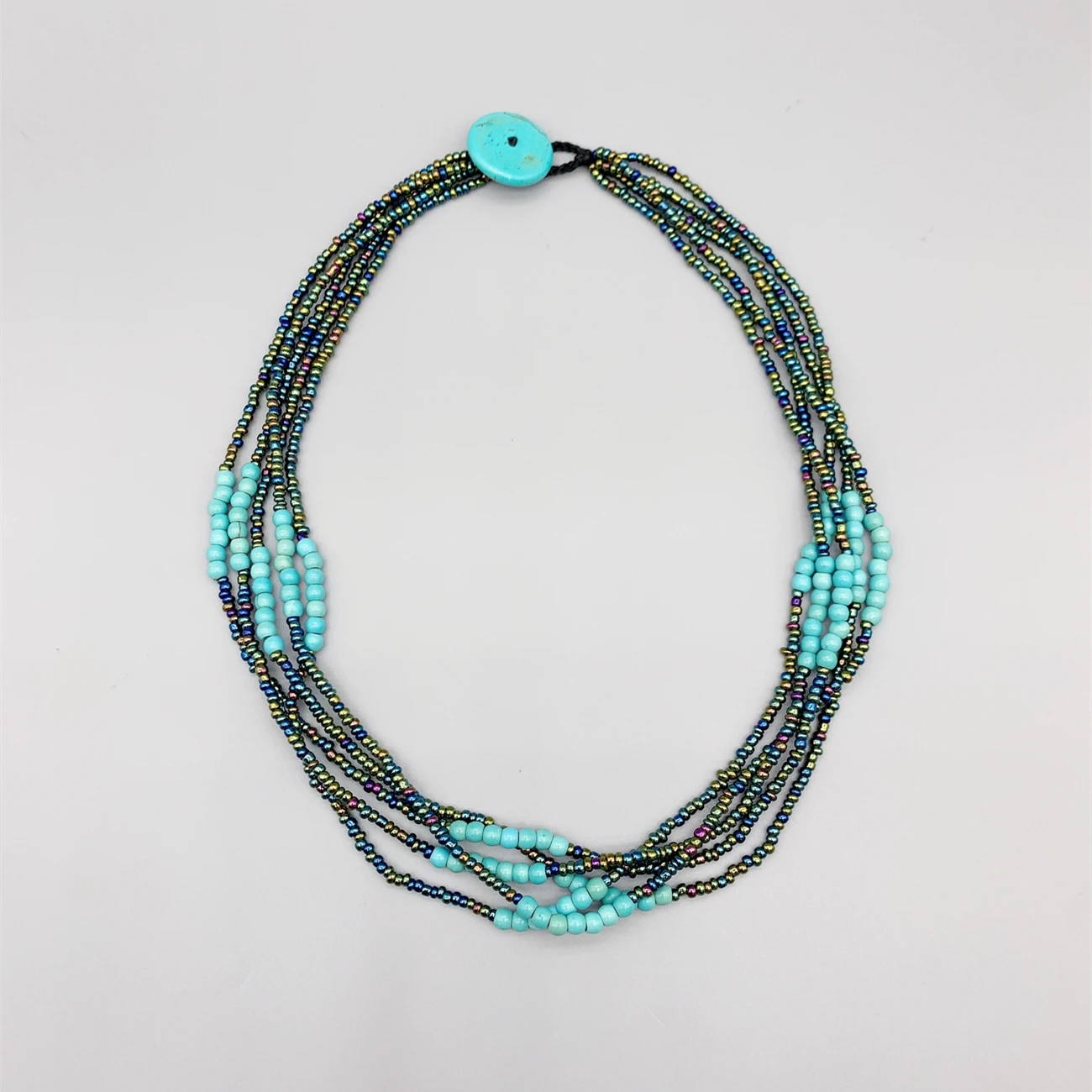 FoLisaUnique 4mm Turquoise Necklace For Women Girls Gift Peacock Glass Beads Stone Button Clasp Stacking Casual Choker Necklace
FoLisaUnique 4mm Turquoise Necklace For Women Girls Gift Peacock Glass Beads Stone Button Clasp Stacking Casual Choker Necklace