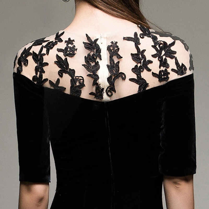 Black Velour Evening Dress CR424 O-Neck Half Sleeve Women Party Dresses Appliques Mermaid Robe De Soiree Court Train Vestidos
Black Velour Evening Dress CR424 O-Neck Half Sleeve Women Party Dresses Appliques Mermaid Robe De Soiree Court Train Vestidos